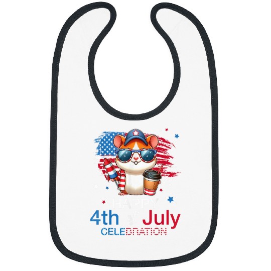 Hamster Pet Red White Blue Happy 4th Of July Day Celebration Bibs