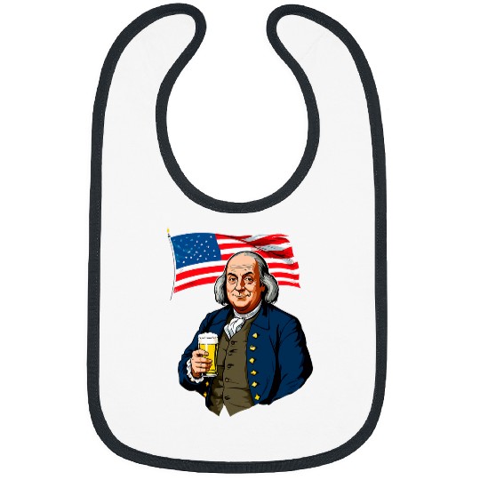 Beer Fun Benjamin Franklin With Beer Mug American Flag 8 Bibs