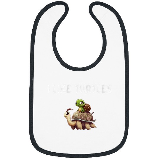 I Like Turtles Cute Funny Snail Riding Turtle Bibs