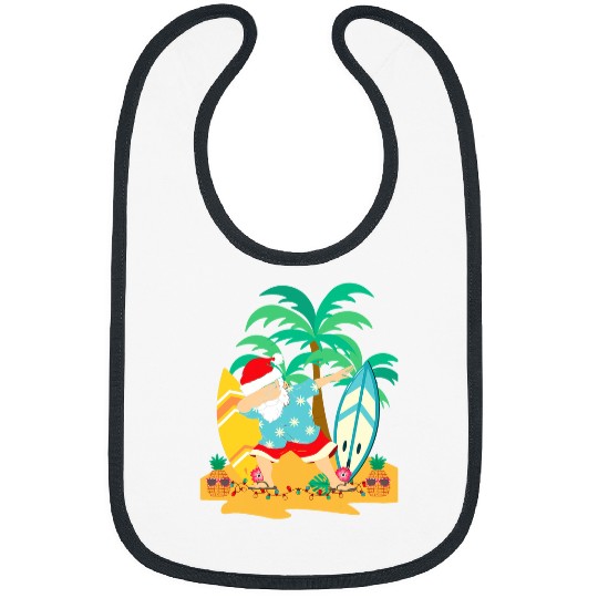 Surf Life Christmas in July Dabbings Santa Tropical Christmas Surfing Bibs