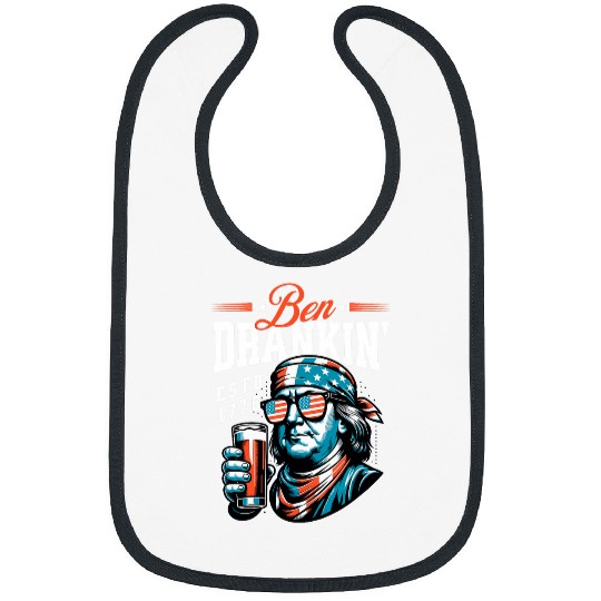 Beer Fun Ben Drankin 4th of July USA Beer Drinking Patriotic Bibs