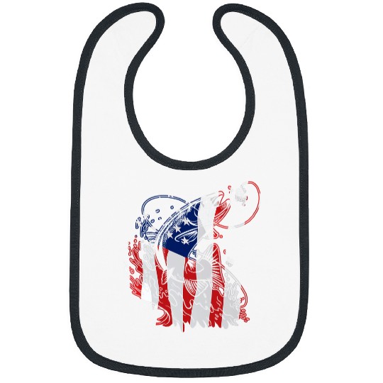 Fishing American Flag Bass Fish 4th of July Patriotic Fisherman Fisher Bibs