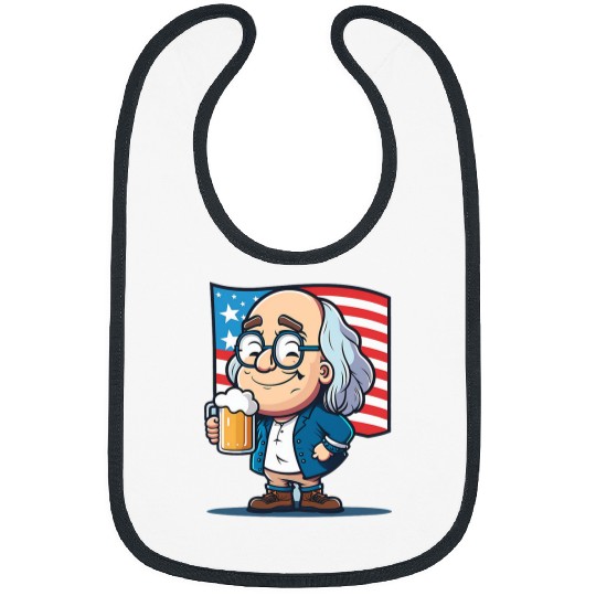 Beer Fun Ben Beer 4th of July Benjamin Franklin USA Merica Bibs
