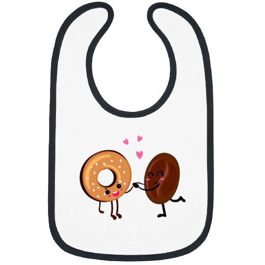 Coffee Fun Cute Family and Couple Matching Coffee Bean Loves Bagel Bibs
