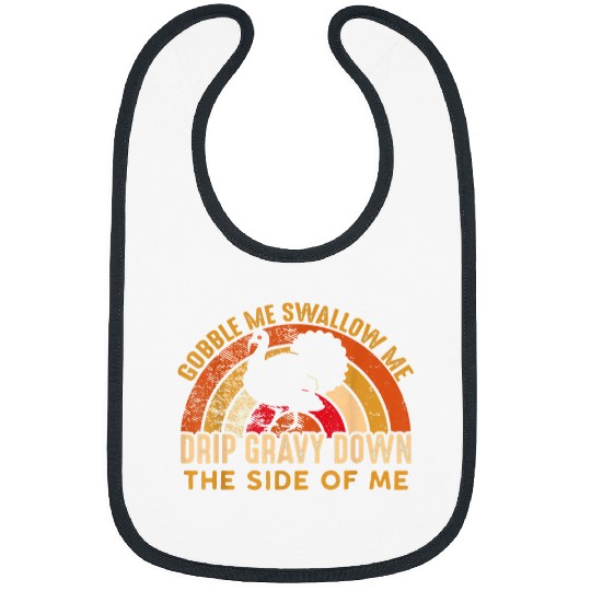Gobble Me Swallow Me FUNNY vintages Turkey Thanksgiving 2 Bibs