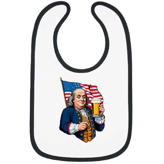 Beer Fun Benjamin Franklin With Beer Mug Design Bibs