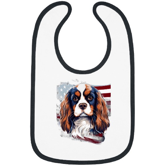 Discover 4th Of July US Flag Cavalier King Charles Spaniel Dog 1 Bibs