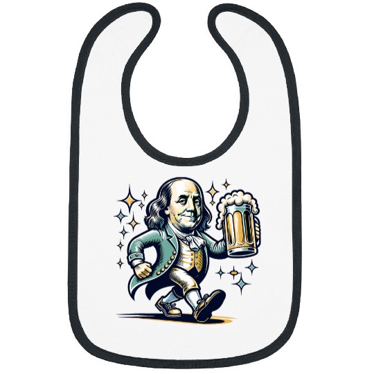 Beer Fun Benjamin Franklin With Beer Mug Celebrate Freedom Bibs
