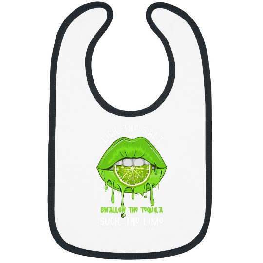 Wines Fun Cinco De Mayo Lick Salt Swallow Tequila Suck Lime Green Lips Bibs