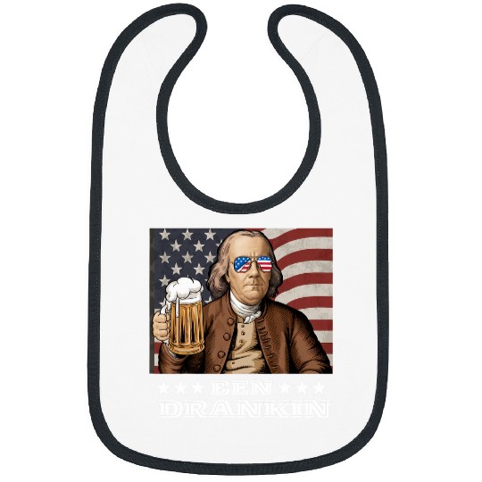 Beer Fun Ben Drankin Franklin Beer 4th of July vintages USA Flag Men Bibs