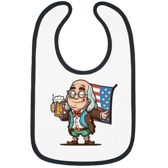 Beer Fun Benjamin Franklin Drinking Beer 4th Of July American Bibs