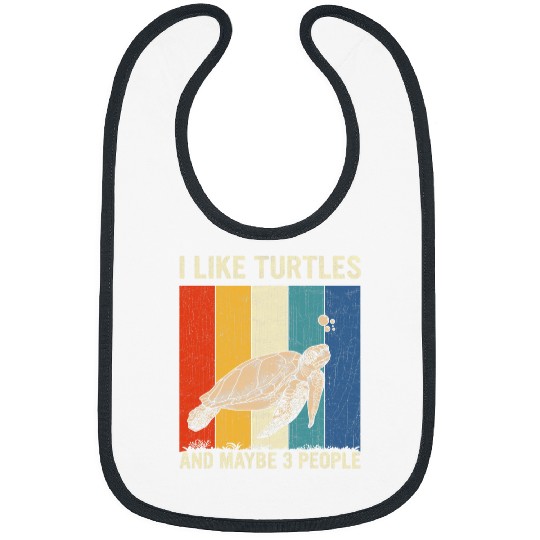 Turtle Pet I Like Turtles and Maybe 3 People Retro Turtle Lover Bibs