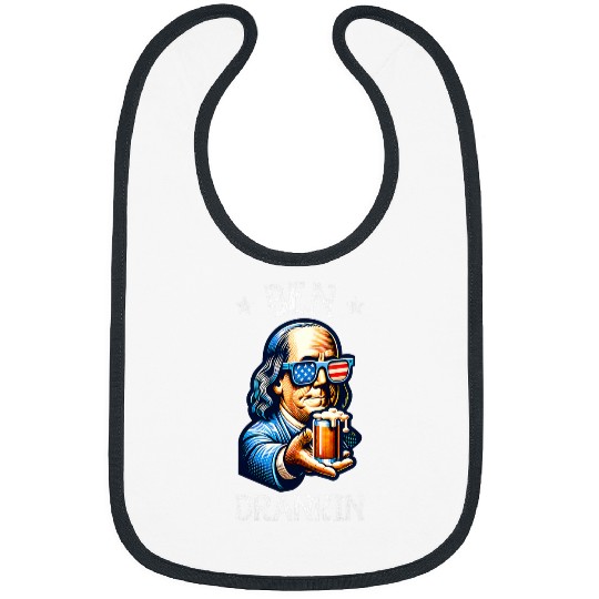 Beer Fun Ben Drankin 4th Of July USA Flag Men Drinking Beer 6 Bibs