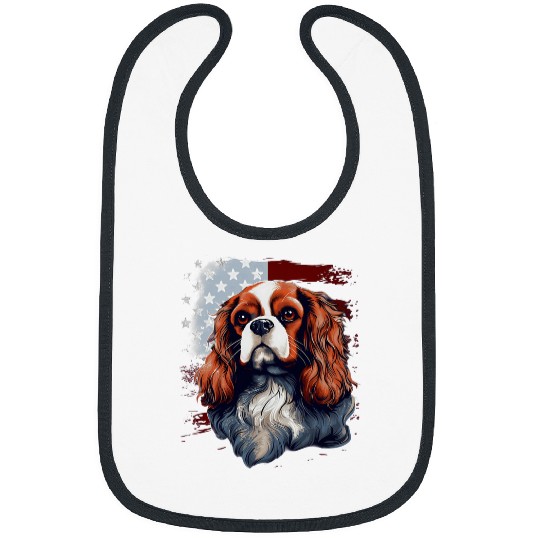 Discover 4th Of July US Flag Cavalier King Charles Spaniel Dog 2 Bibs