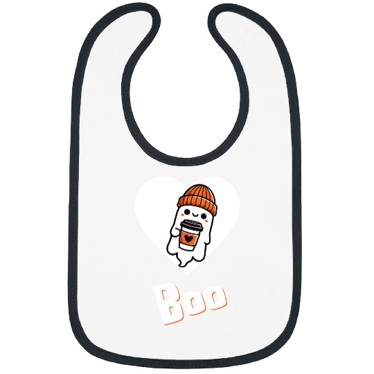 Coffee Fun Cute ghosts Boo Costume Coffee Hot Cocoa Cup being held Bibs