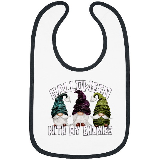 Halloween With My Gnomies With Spider Web Hat Womens Gnome Bibs