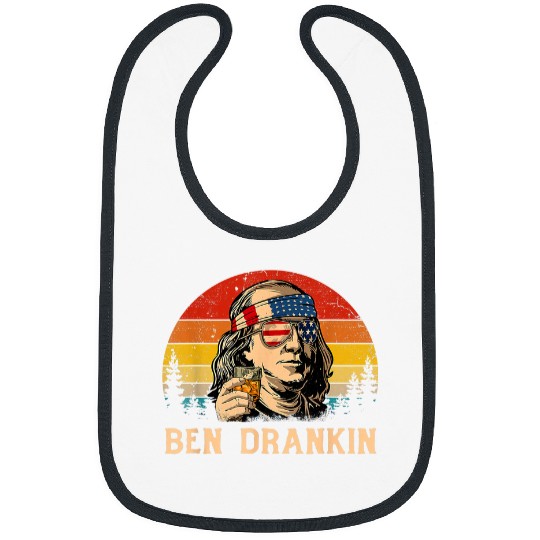Beer Fun Ben Drankin Beer 4th of July Ben Franklin USA Flag Bibs