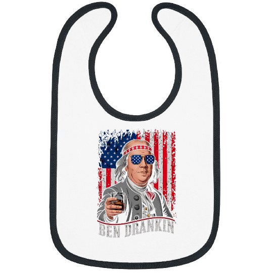 Wines Fun Ben Drankin Whiskey Drinking vintages USA 4th of July Funny Bibs