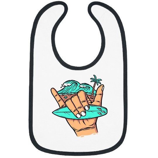 Surf Life good vibess Shaka Hawaii Hang Loose Surfing Beach Summer Bibs