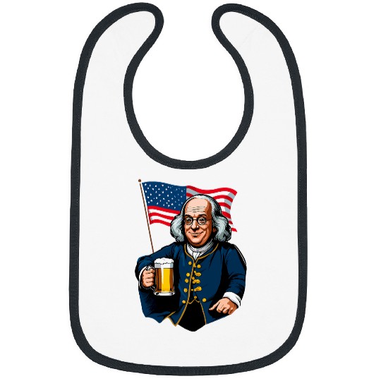 Beer Fun Benjamin Franklin With Beer Mug American Flag Bibs