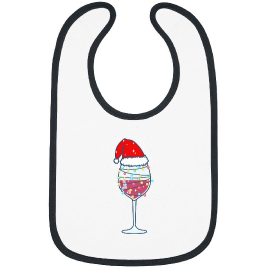 Wines Fun Santa Hat Snowflakes Wines lovers tasing 2 Bibs