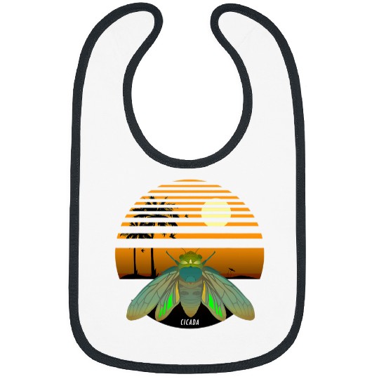 Cicada Sunset Island Swarm Brood Insect Nature Lover Style Bibs