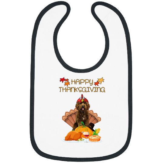 Happy Thanksgiving Day Labradoodle Gift Dog Funny Turkey Bibs