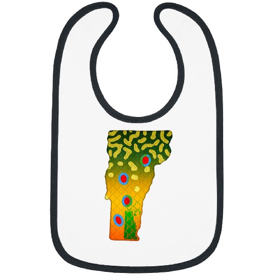 vintages Brook Rout Fish Vermont State Map Fishing Gifts Bibs