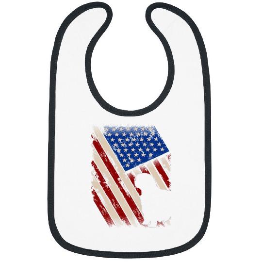 American Flag Cavalier King Charles Spaniel Dog 4th Of July Bibs