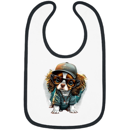 Funny Cavalier King Charles Spaniel Cute Rap Hip Hop RB 2 Bibs