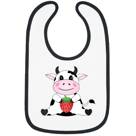 Cow Lover Cute Strawberry Cow Print Animal Kawaii Aesthetic Bibs