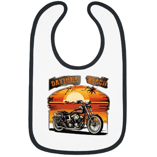 vintages Daytona Beach Bike Week Retro Sunset Palm Trees Bibs