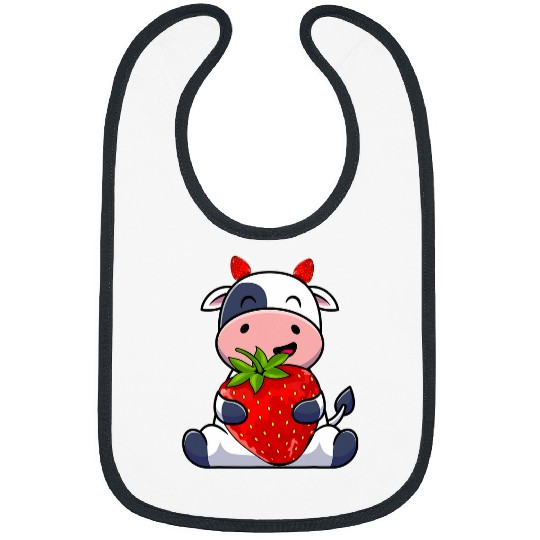 Cow Lover Strawberry Cow Strawberries Milk Fruit Kawaii Cute Bibs