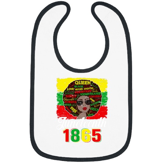 Cute Juneteenth 1865 Black Women Natural Hair Afro Word Art Bibs
