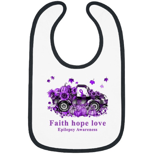 Faith Hope Love Truck Pumpkin Epilepsy Awareness Bibs