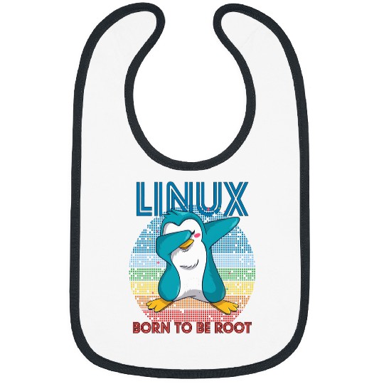 Penguin Pet Born To Be Root Retro Penguin Linux Nerd Programmer Geek Bibs