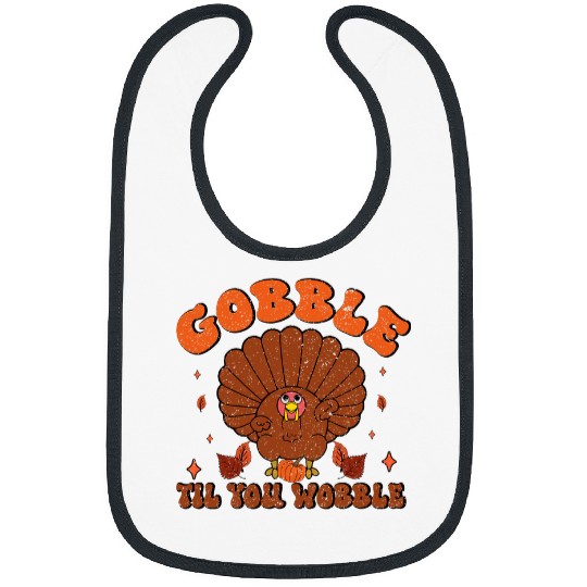 Lacrosse Gift Gobble Till You Wobble   Groovy Turkey Thanksgiving Bibs