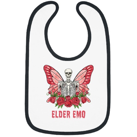 Elder Emo Goth Skeletons Butterfly Red Pink Gothic Womens Bibs
