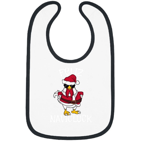 Chicken Lover Feliz Navidad Funny Chicken Christmas Feliz Navicluck Bibs