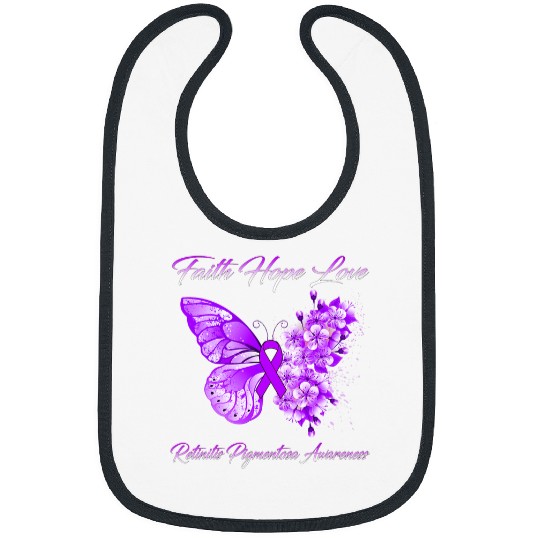 Butterfly Faith Hope Love Retinitis Pigmentosa Awareness Bibs