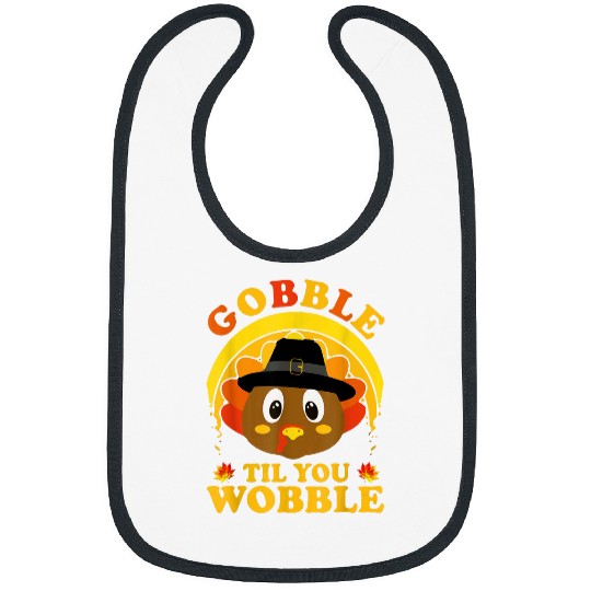 Lacrosse Gift Gobble till You Wobble Baby Funny Turkey Day Gobble Bibs