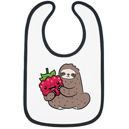 Sloth Pet With Raspberry Fruit Cute Raspberries And Sloth Bibs