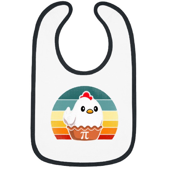 Chicken Lover Funny Chicken Pot Pie Chicken Pi Day Retro Sunset Bibs