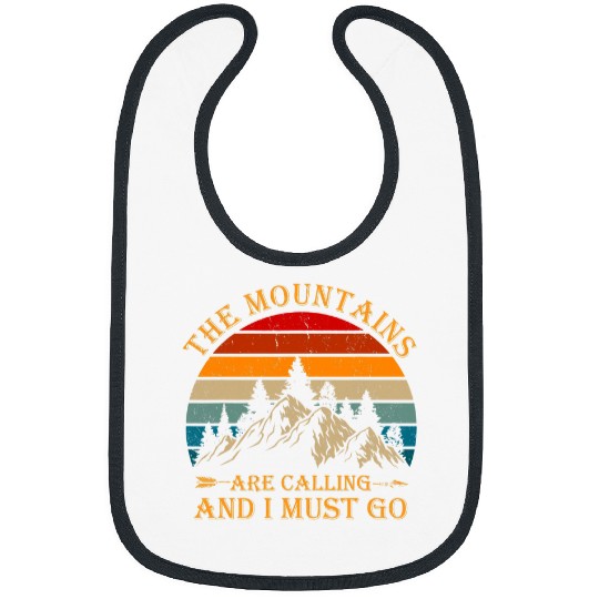 Hiking Hiker The Mountains are Calling Retro vintages 80s Nature Hike Bibs