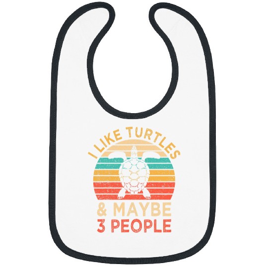 Turtle Pet I Like Turtles Maybe 3 People Sea Turtle Lover Retro Style Bibs