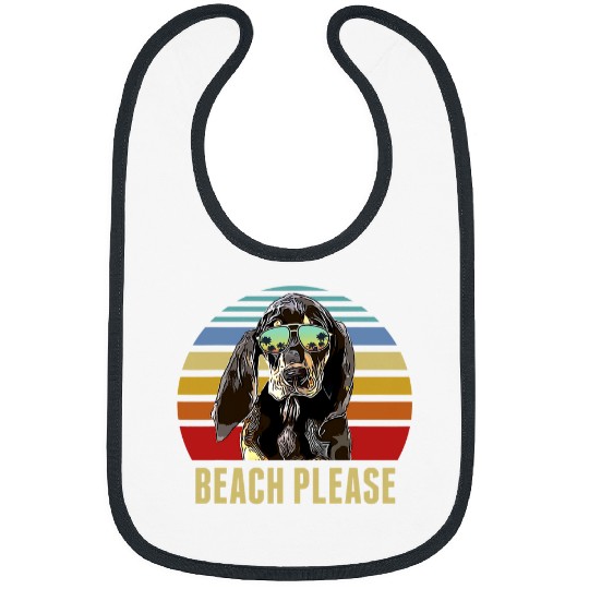 Beach Please Black and Tan Coonhound Dog Funny Summer Bibs