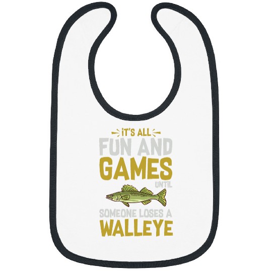Walleye Fishing Funny Fish Boat Lake Tournament 1 Bibs