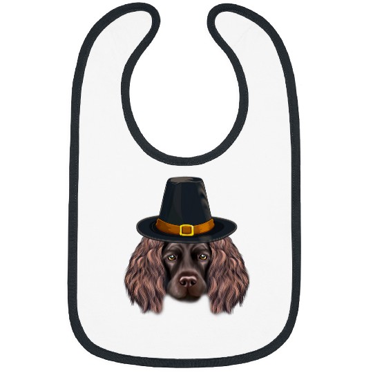 Boykin Spaniel Wearing Pilgrim Hat Thanksgiving Bibs