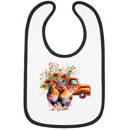 Chicken Lover Cute Chickens Flower Funny Chicken Lover Farming Bibs