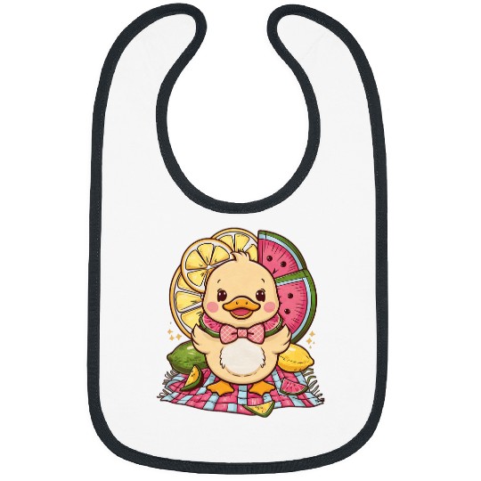 Duck Pet Kawaii duck with lemon and watermelon Bibs